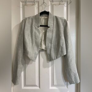 Entro light blue cropped tweed jacket